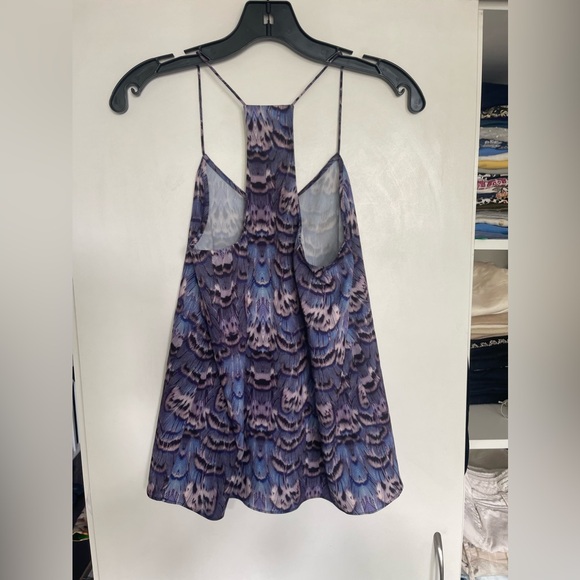 EUC Tibi New York feather/ geo halter TOP BLOUSE CAMI  size XS 0 cute - Picture 3 of 4